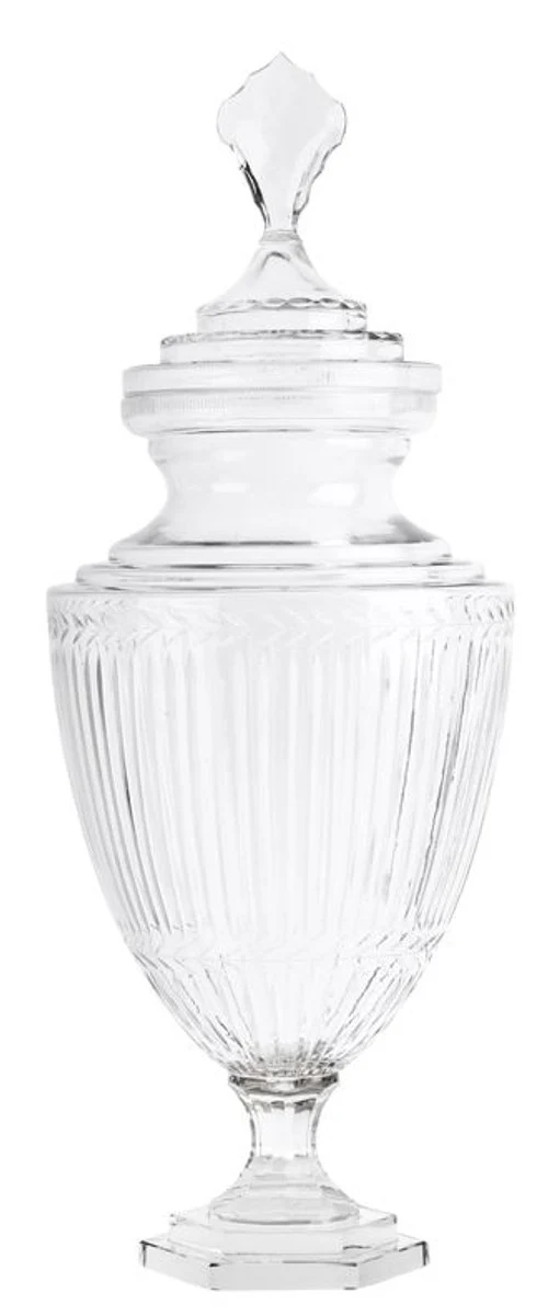Casa Padrino Glas Vase mit Deckel 29 x H. 74 cm - Hotel Dekorationen