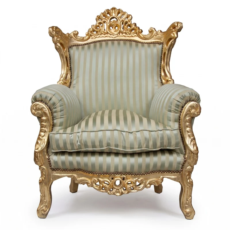 Casa Padrino Barock Sessel Al Capone Mod2 Jadegrün / Beige / Gold 85 x 65 x H. 127 cm