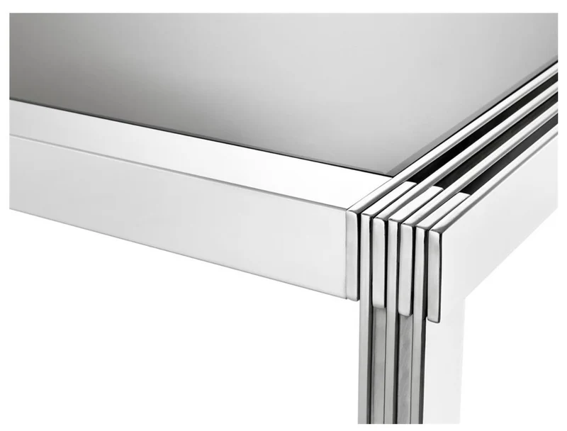Casa Padrino Luxus Esstisch in silber mit Rauchglas 195 x 100 x H. 78 cm - Luxus Qualität