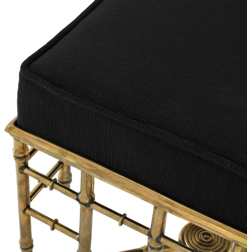 Casa Padrino Designer Hocker Vintage Messing / Schwarz 40 x 40 x H. 48,5 cm - Luxus Sitzhocker
