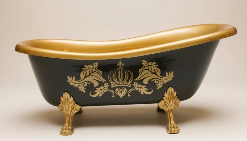 Pompöös by Casa Padrino Luxus Badewanne Deluxe freistehend von Harald Glööckler Schwarz / Gold / Gold 1695mm mit goldfarbenen Löwenfüssen