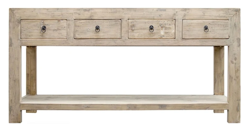 Casa Padrino Landhausstil Konsolentisch mit 4 Schubladen Naturfarben 170 x 45 x H. 85 cm - Landhausstil Konsole