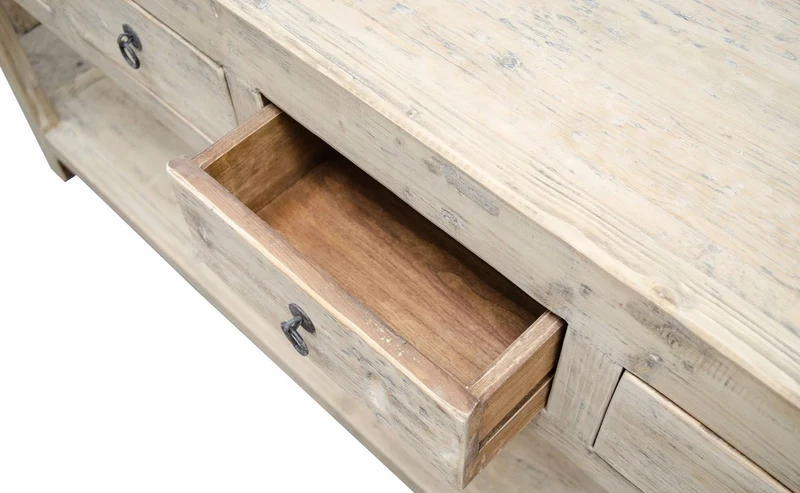 Casa Padrino Landhausstil Konsolentisch mit 4 Schubladen Naturfarben 170 x 45 x H. 85 cm - Landhausstil Konsole