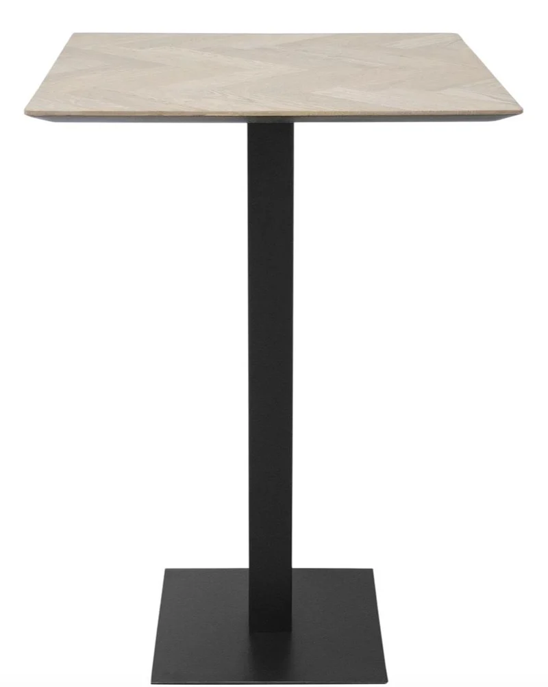 Casa Padrino Luxus Bartisch aus Eichenholz und Stahl, Naturfarben / Schwarz, 70 x 70 x H. 101 cm