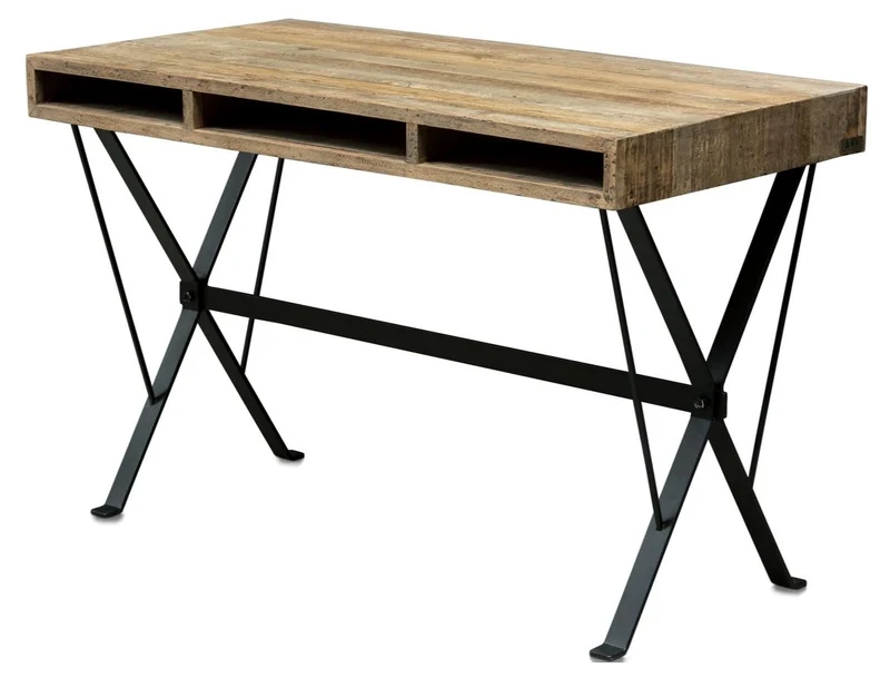 Casa Padrino Designer Schreibtisch mit schwarz pulverbeschichteten Beinen 120 x 60 x H. 77 cm - Designer Büromöbel