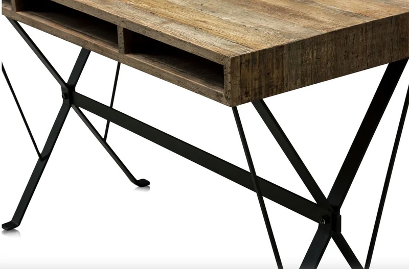 Casa Padrino Designer Schreibtisch mit schwarz pulverbeschichteten Beinen 120 x 60 x H. 77 cm - Designer Büromöbel