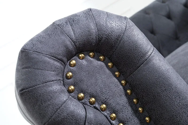 Chesterfield 2er Sofa Antikgrau aus dem Hause Casa Padrino - Wohnzimmer Möbel - Couch