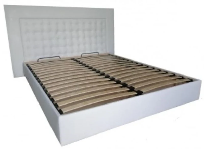 Casa Padrino Chesterfield Bett Weiß - Schlafzimmer Echtleder Möbel