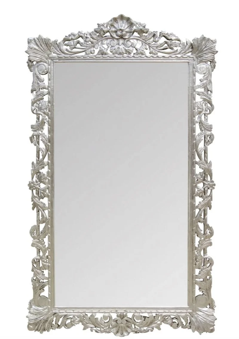 Casa Padrino Barock Spiegel Silber 110 x H. 193 cm - Antik Stil Wandspiegel