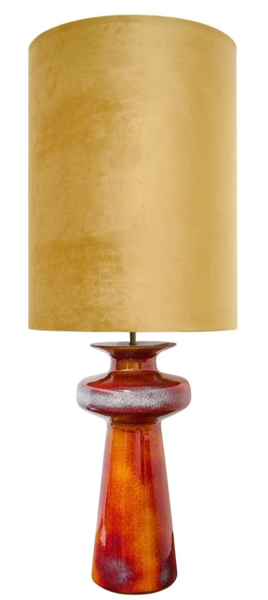 Casa Padrino Luxus Keramik Tischleuchte Orange / Gold 45 x H. 117 cm - Luxus Qualität