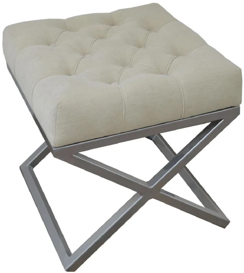 Casa Padrino Luxus Hocker / Kreuzhocker 45 x 45 x H. 47 cm - Verschiedene Farben - Chesterfield Sitzhocker