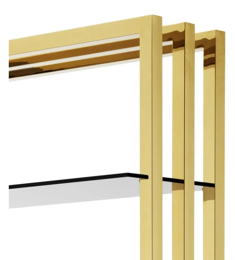 Casa Padrino Designer Edelstahl Regalschrank mit Rauchglas 120 x 46 x H. 230 cm - Luxus Hotel Möbel