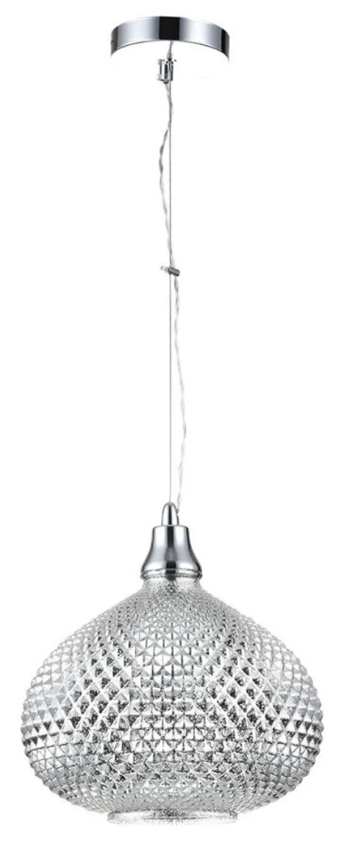 Casa Padrino Luxus Hängeleuchte Silber Ø 28 x H. 15,3 cm - Luxus Wohnzimmermöbel