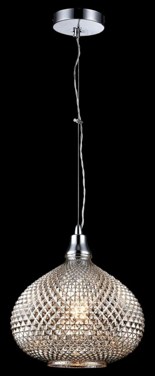 Casa Padrino Luxus Hängeleuchte Silber Ø 28 x H. 15,3 cm - Luxus Wohnzimmermöbel