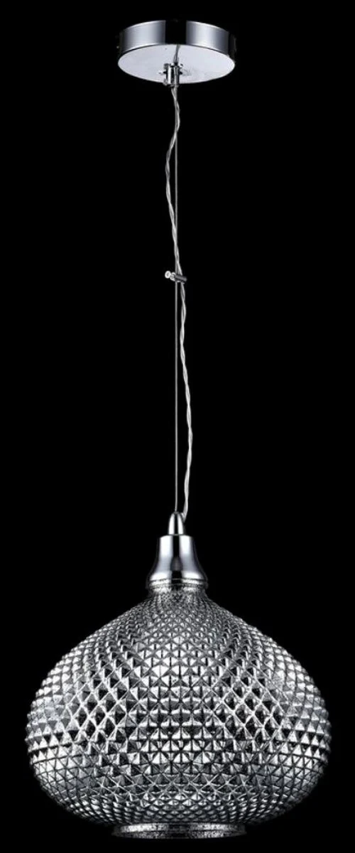 Casa Padrino Luxus Hängeleuchte Silber Ø 28 x H. 15,3 cm - Luxus Wohnzimmermöbel
