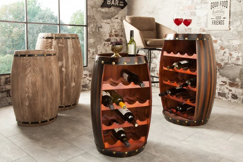 Casa Padrino Bar Weinschrank Bartisch aus Tanne Massivholz Coffee für 14 Flaschen - Weinfaß Faßschrank 40 x 64 x 38 cm
