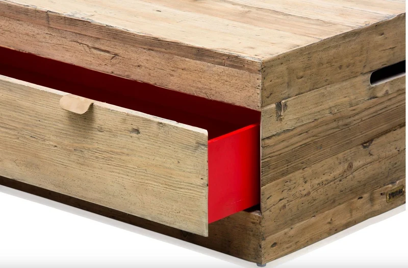 Casa Padrino Landhausstil Couchtisch mit Schublade Naturfarben 130 x 80 x 40 cm