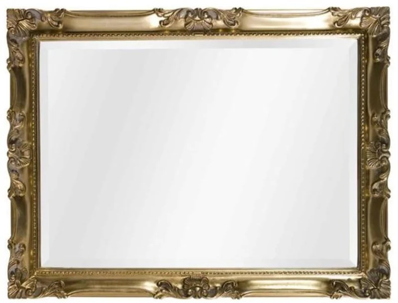 Casa Padrino Luxus Barock Wandspiegel Gold 92 x 5,5 x H. 72 cm - Rechteckiger Massivholz Spiegel im Barockstil - Luxus Qualität - Made in Italy