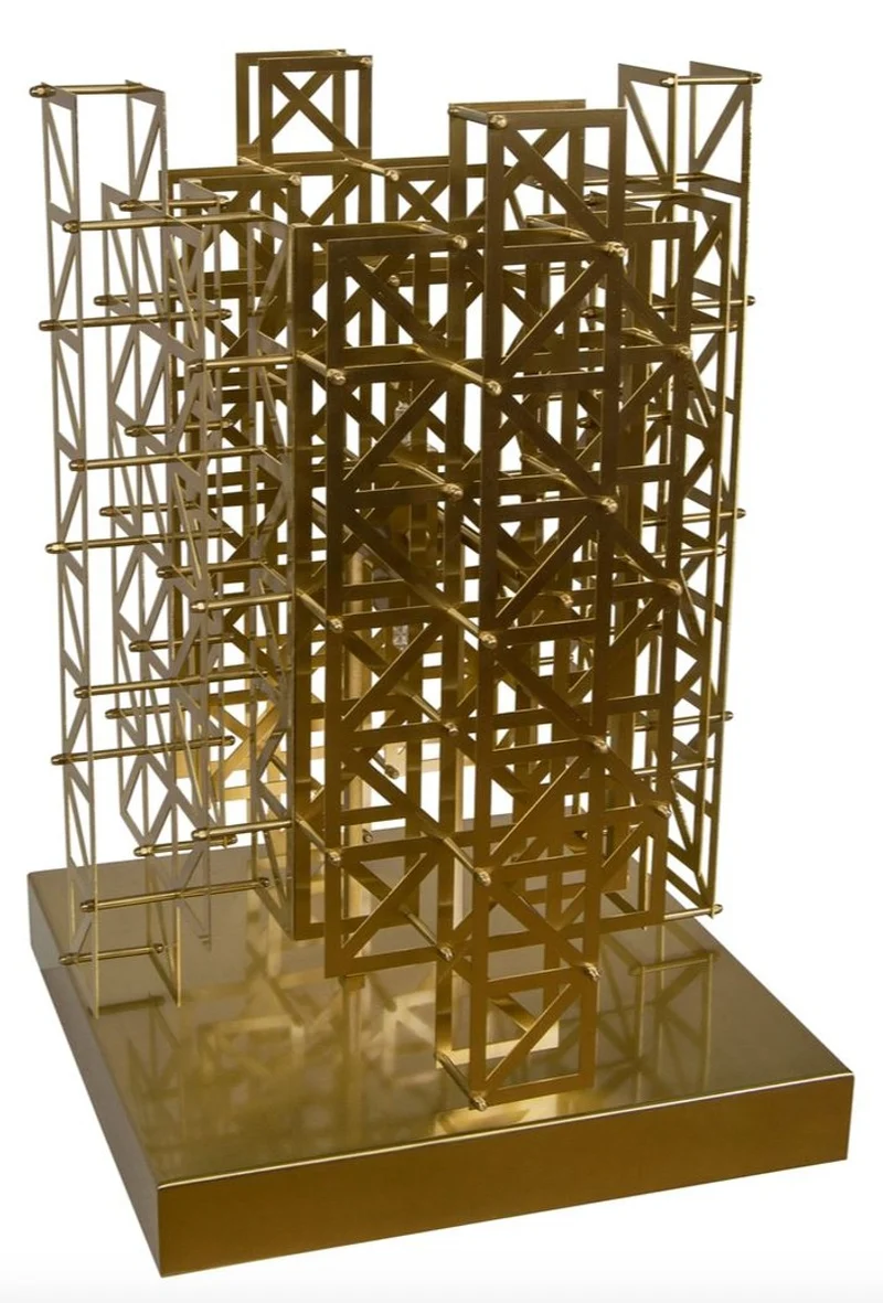 Casa Padrino Designer Tischleuchte Messing 45 x 45 x H. 65 cm - Hotel Möbel
