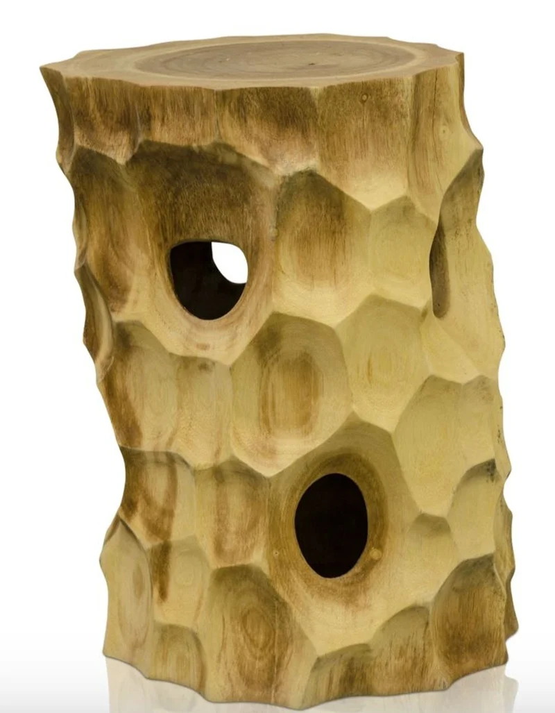 Casa Padrino Luxus Wohnzimmer Beistelltisch / Hocker Naturfarben - Luxus Qualität