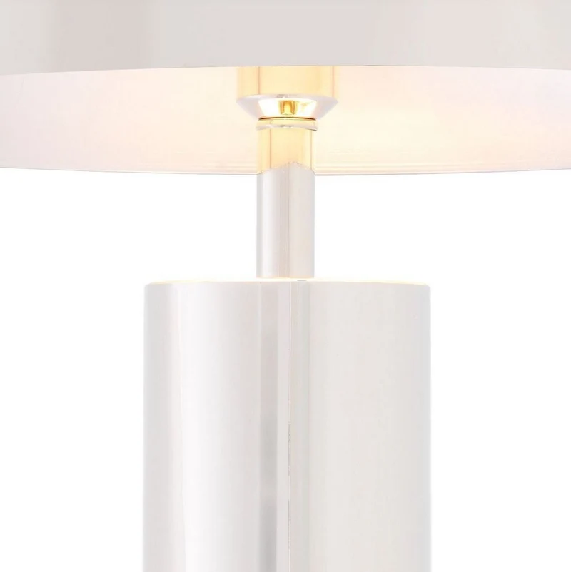 Casa Padrino Luxus Tischleuchte Silber / Schwarz Ø 50 x H. 70 cm - Tischlampe mit rundem Metall Lampenschirm
