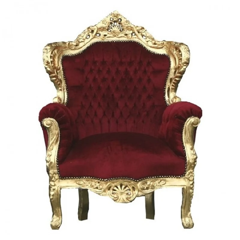 Casa Padrino Barock Thron Sessel King im Antik Stil, Samtstoff Bordeaux / Gold, 120 x 85 x 85 cm