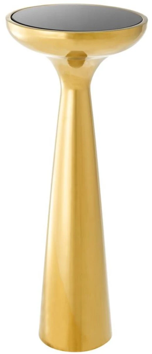Casa Padrino Luxus Edelstahl Beistelltisch mit Glasplatte Gold / Schwarz Ø 29 x H. 71,5 cm - Hotel Möbel