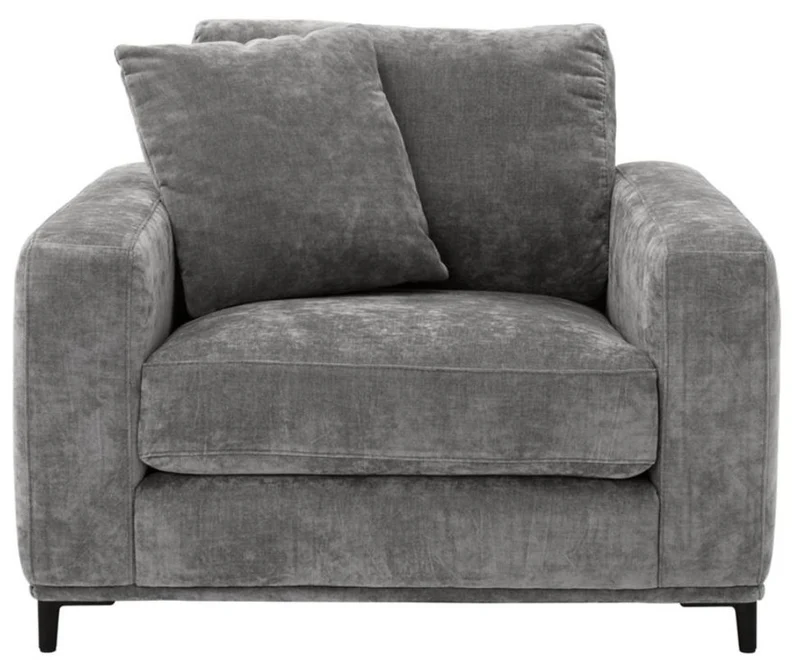 Casa Padrino Luxus Wohnzimmer Sessel Grau / Schwarz 105 x 102 x H. 80 cm - Wohnzimmermöbel