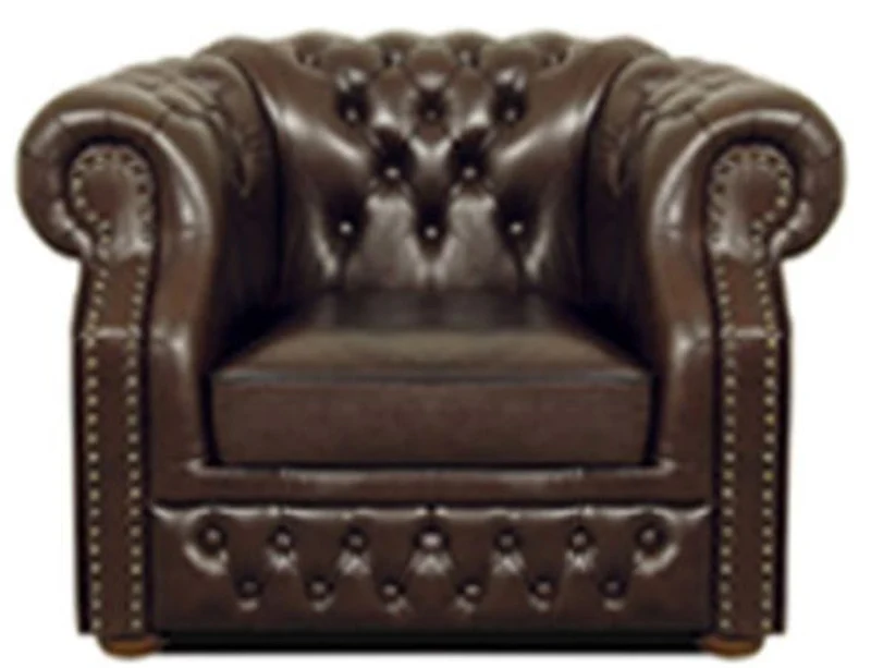 Casa Padrino Echtleder Sessel Dunkelbraun 120 x 90 x H. 80 cm - Chesterfield Sessel