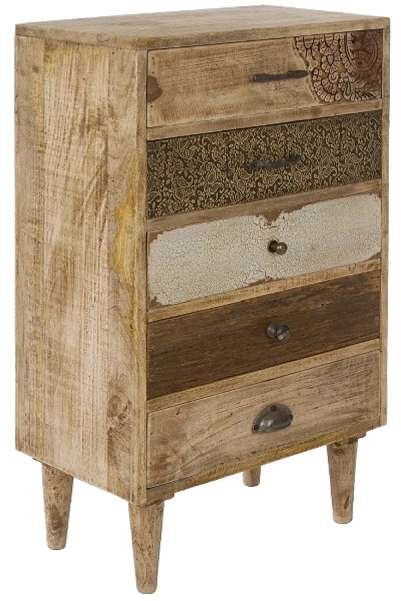 Casa Padrino Landhausstil Kommode mit 5 Schubladen Naturfarben / Mehrfarbig 48 x 27 x H. 80 cm - Landhausstil Möbel