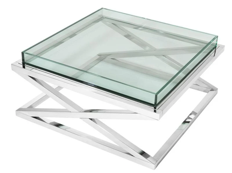 Casa Padrino Designer Couchtisch Silber 100 x 100 x H. 46,5 cm - Luxus Hotel Möbel