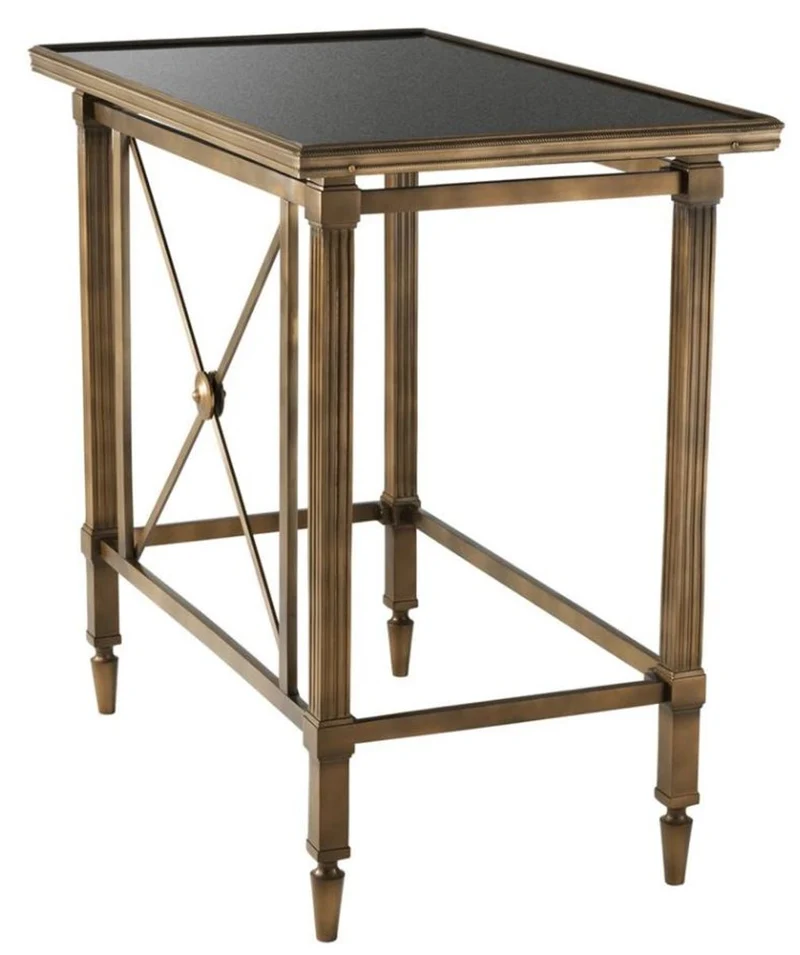 Casa Padrino Designer Beistelltisch mit schwarzer Granitplatte 86 x 51,5 x H. 81,5 cm - Luxus Kollektion