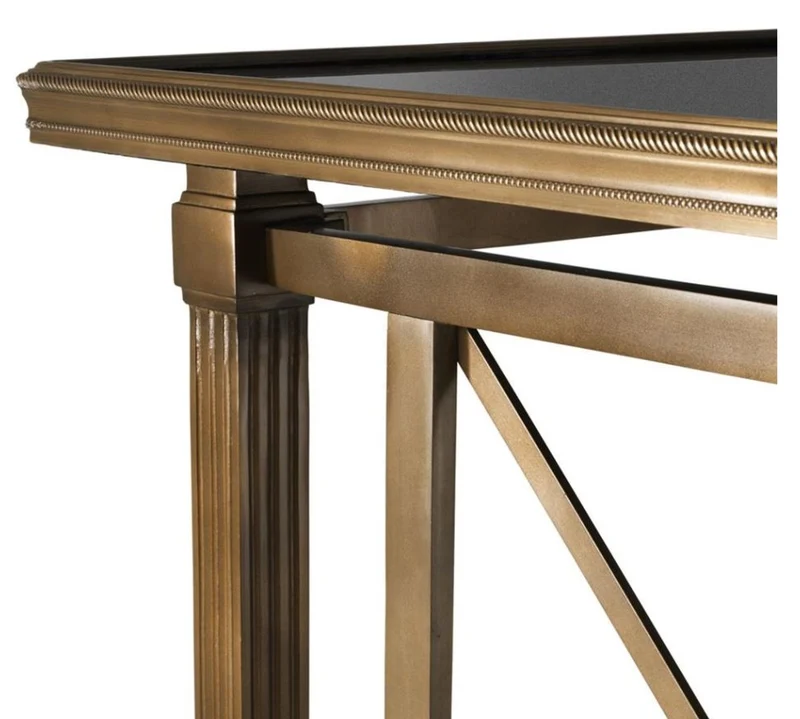 Casa Padrino Designer Beistelltisch mit schwarzer Granitplatte 86 x 51,5 x H. 81,5 cm - Luxus Kollektion