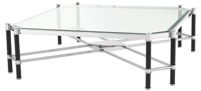 Casa Padrino Luxus Couchtisch Silber / Schwarz 115 x 115 x H. 35 cm - Luxus Wohnzimmermöbel