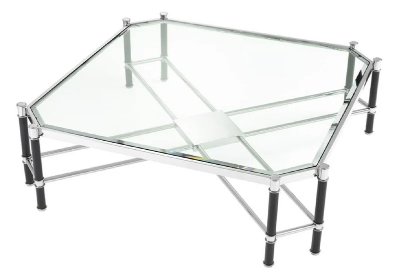 Casa Padrino Luxus Couchtisch Silber / Schwarz 115 x 115 x H. 35 cm - Luxus Wohnzimmermöbel