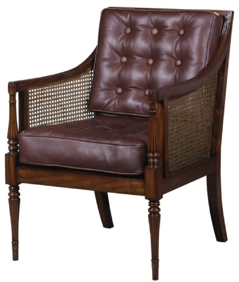 Casa Padrino Luxus Jugendstil Salon Sessel Dunkelbraun / Braun 68 x 65 x H. 98 cm - Hotel Möbel