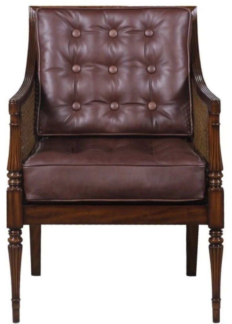 Casa Padrino Luxus Jugendstil Salon Sessel Dunkelbraun / Braun 68 x 65 x H. 98 cm - Hotel Möbel