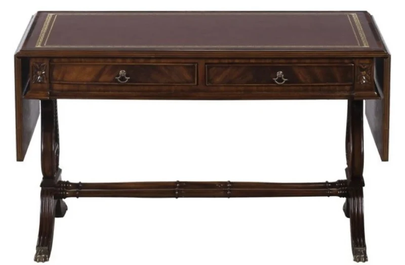Casa Padrino Luxus Barock Couchtisch Dunkelbraun / Braun 84 x 56,3 x H. 49,5 cm - Wohnzimmermöbel