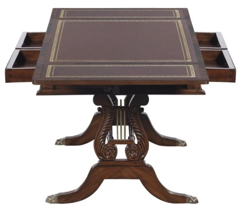 Casa Padrino Luxus Barock Couchtisch Dunkelbraun / Braun 84 x 56,3 x H. 49,5 cm - Wohnzimmermöbel