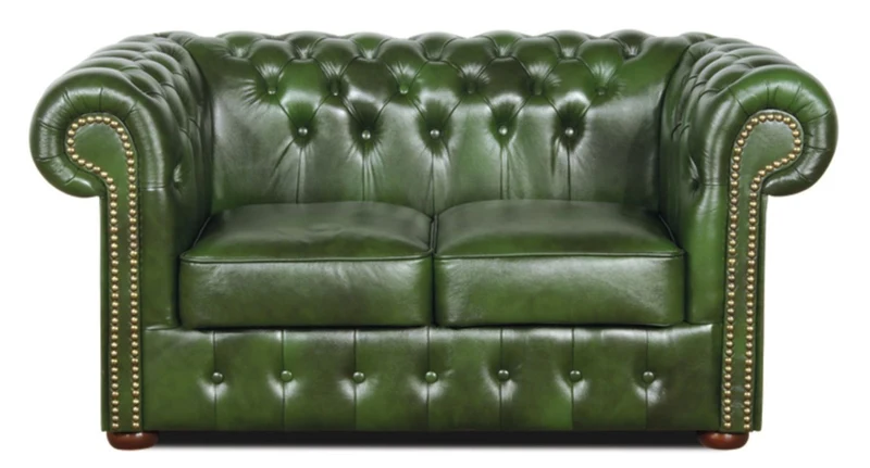 Casa Padrino Chesterfield Echtleder 2er Sofa Grün 160 x 90 x H. 78 cm - Luxus Kollektion