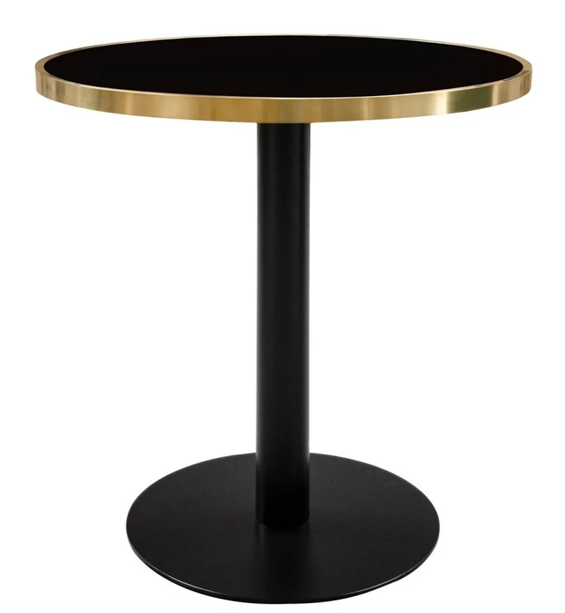 Casa Padrino Luxus Esstisch Schwarz / Gold 70 x H. 76 cm - Designer Esszimmermöbel