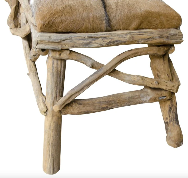 Casa Padrino Sitzbank mit Ziegenhaut 160 x 50 x H. 55 cm - Luxus Möbel