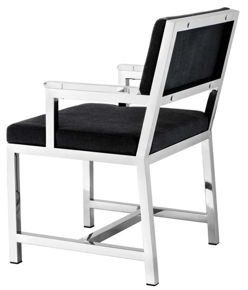 Casa Padrino Designer Stuhl mit Armlehnen 55 x 59 x H. 82 cm - Luxus Büromöbel
