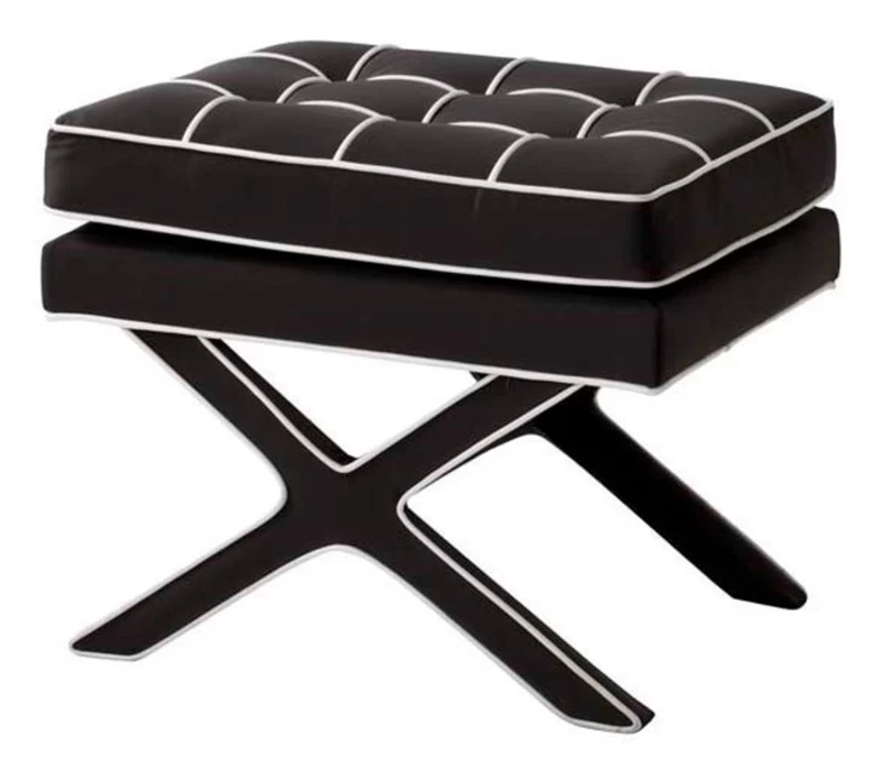 Casa Padrino Luxus Kreuzhocker Schwarz / Weiß - Designer Hotel Hocker