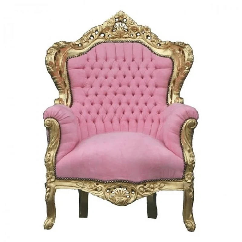 Casa Padrino Barock Sessel King im Antik Stil, Rosa / Gold, 85 x 85 x 120 cm