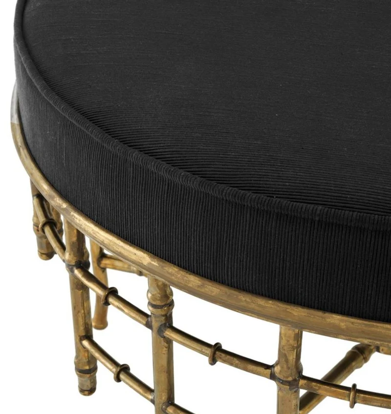 Casa Padrino Designer Hocker Vintage Messing / Schwarz 69 x H. 48,5 cm - Luxus Rundhocker