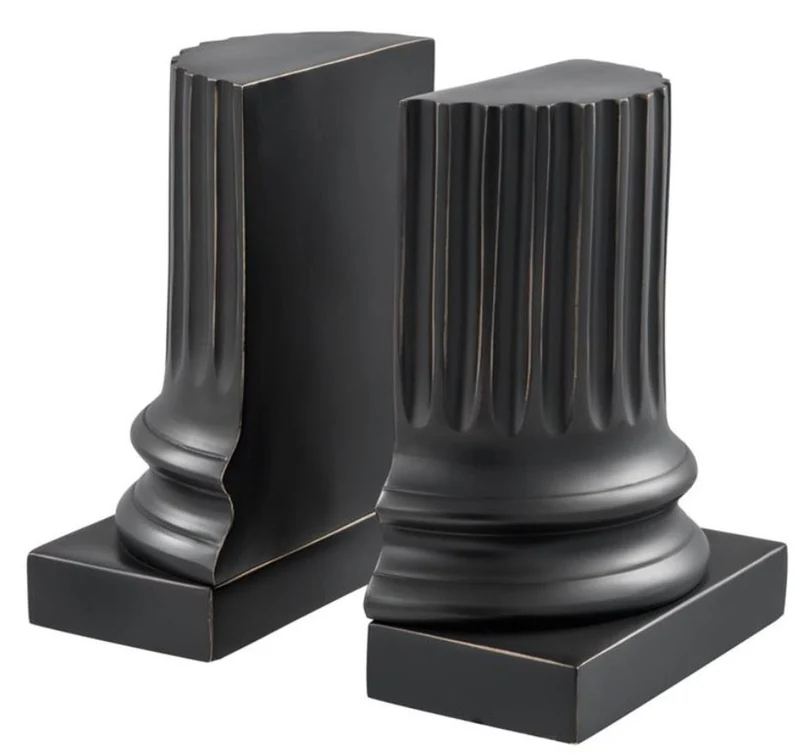 Casa Padrino Buchstützen 2er Set 15 x 7,5 x H. 18,5 cm - Luxus Wohnzimmer Deko - Bücherstützen
