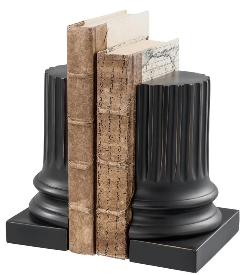Casa Padrino Buchstützen 2er Set 15 x 7,5 x H. 18,5 cm - Luxus Wohnzimmer Deko - Bücherstützen