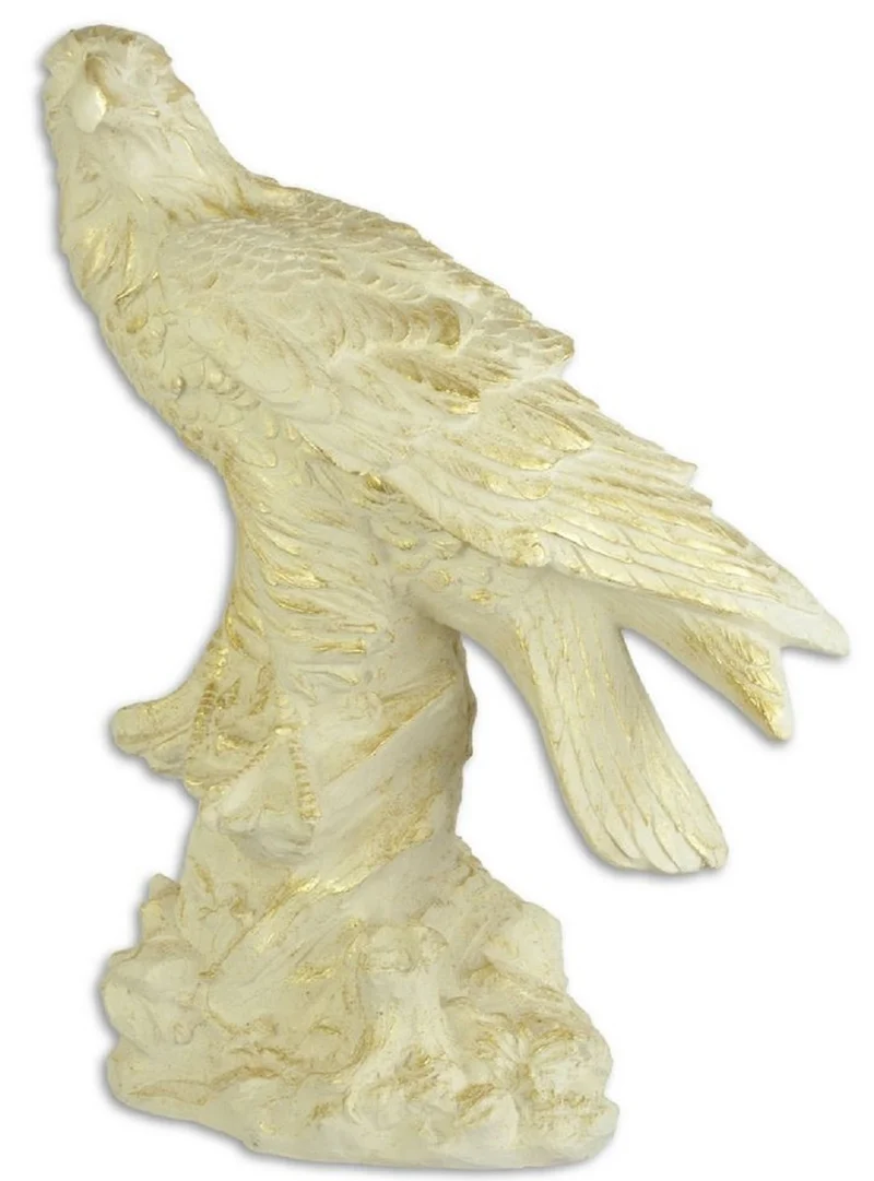 Casa Padrino Deko Skulptur Adler Cremefarben / Gold 42,7 x 25,7 x H. 59 cm - Polyresin Dekofigur
