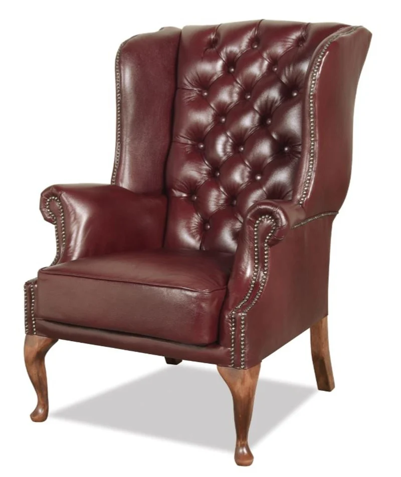 Casa Padrino Chesterfield Echtleder Ohrensessel Dunkelrot 80 x 80 x H. 110 cm - Luxus Sessel